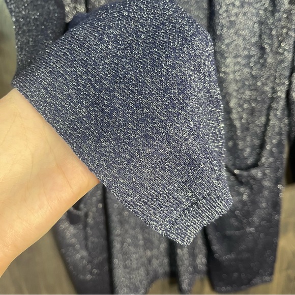 .🌼3/$30🌼C Navy Blue Sparkle Undertone Open Front Lightweight Cardigan Size M - Picture 7 of 16